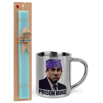Prison Mike The office, Easter Set, metallic thermal cup (300ml) & aromatic flat Easter candle (30cm) (TURQUOISE)