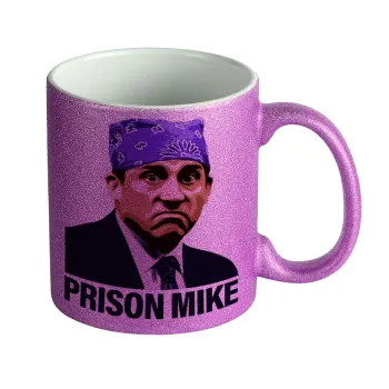 Prison Mike The office, Κούπα Μωβ Glitter που γυαλίζει, κεραμική, 330ml