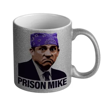 Prison Mike The office, Κούπα Ασημένια Glitter που γυαλίζει, κεραμική, 330ml