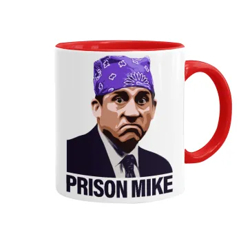 Prison Mike The office, Κούπα χρωματιστή κόκκινη, κεραμική, 330ml