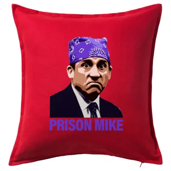 Prison Mike The office, Μαξιλάρι καναπέ Κόκκινο 100% βαμβάκι, περιέχεται το γέμισμα (50x50cm)