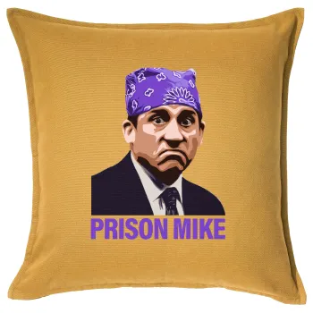 Prison Mike The office, Μαξιλάρι καναπέ Κίτρινο 100% βαμβάκι, περιέχεται το γέμισμα (50x50cm)