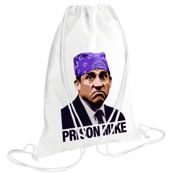 Prison Mike The office, Τσάντα πλάτης πουγκί GYMBAG λευκή (28x40cm)