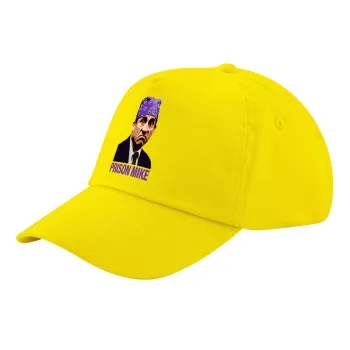 Prison Mike The office, Καπέλο παιδικό Baseball, 100% Βαμβακερό Twill, Κίτρινο (ΒΑΜΒΑΚΕΡΟ, ΠΑΙΔΙΚΟ, UNISEX, ONE SIZE)
