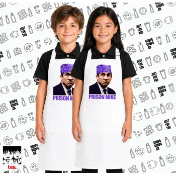 Prison Mike The office, Λευκή ΠΑΙΔΙΚΗ Ποδιά μακριά Σεφ ολόσωμη με τσέπες