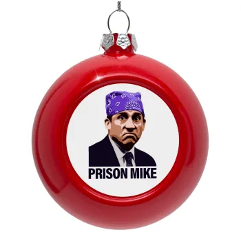 Prison Mike The office, Στολίδι Χριστουγεννιάτικη μπάλα δένδρου Κόκκινη 8cm