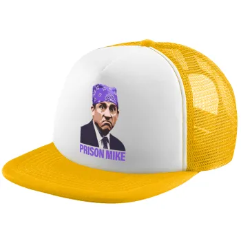 Prison Mike The office, Καπέλο Ενηλίκων Soft Trucker με Δίχτυ Κίτρινο/White (POLYESTER, ΕΝΗΛΙΚΩΝ, UNISEX, ONE SIZE)