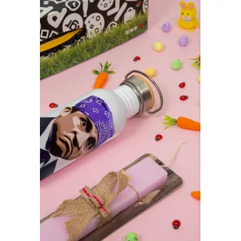 Prison Mike The office, Πασχαλινή Λαμπάδα με παγούρι μεταλλικό (620ml, stainless steel) & κερί αρωματικό πλακέ (30cm) (ΡΟΖ)