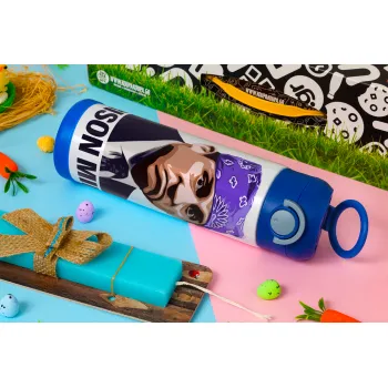 Prison Mike The office, Easter candle, Childrens hot water bottle, stainless steel, with safety straw, BLUE (500ml)