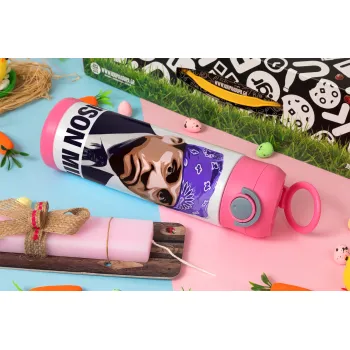 Prison Mike The office, Easter candle, Childrens hot water bottle, stainless steel, with safety straw, PINK (500ml)