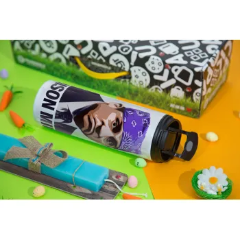 Prison Mike The office, Easter candle,Travel Tumbler 2 Lids, with metal straw & cleaning brush & aromatic flat candle (30cm) (BLUE)