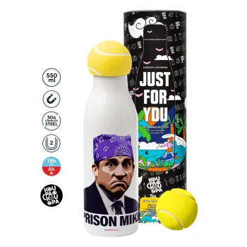Prison Mike The office, Μπάλα τένις μεταλλικό παγούρι θερμός, διπλού τοιχώματος, 550ml