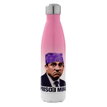 Prison Mike The office, Μεταλλικό παγούρι θερμός Ροζ/Λευκό (Stainless steel), διπλού τοιχώματος, 500ml