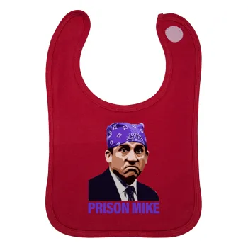 Prison Mike The office, Σαλιάρα με Σκρατς Κόκκινη 100% Organic Cotton (0-18 months)