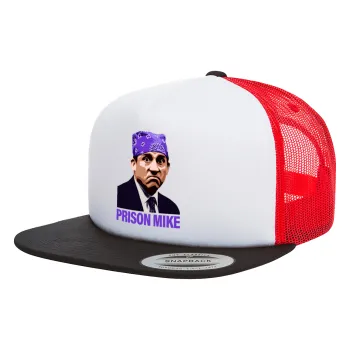 Prison Mike The office, Καπέλο Ενηλίκων Foam Flat Snapback με Δίχτυ Μαύρο-Λευκό-Κόκκινο (POLYESTER, ΕΝΗΛΙΚΩΝ, UNISEX, ONE SIZE)