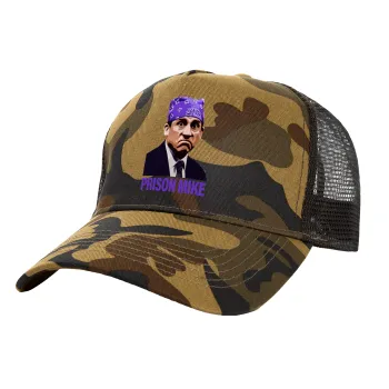 Prison Mike The office, Adult Structured Trucker Hat, with Mesh, (Camouflage) Army (100% COTTON, ADULT, UNISEX, ONE SIZE)