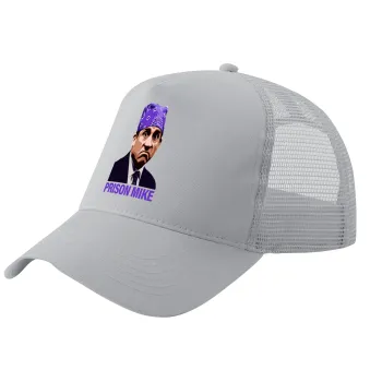 Prison Mike The office, Trucker Hat with Mesh, GREY, (COTTON, KIDS, UNISEX, ONE SIZE)