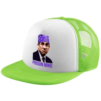 Prison Mike The office, Καπέλο Ενηλίκων Soft Trucker με Δίχτυ ΠΡΑΣΙΝΟ/ΛΕΥΚΟ (POLYESTER, ΕΝΗΛΙΚΩΝ, ONE SIZE)