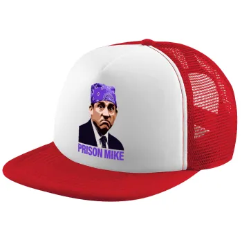 Prison Mike The office, Καπέλο παιδικό Soft Trucker με Δίχτυ ΚΟΚΚΙΝΟ/ΛΕΥΚΟ (POLYESTER, ΠΑΙΔΙΚΟ, ONE SIZE)