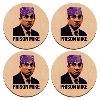 Prison Mike The office, ΣΕΤ x4 Σουβέρ ξύλινα στρογγυλά plywood (9cm)