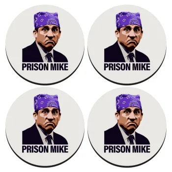 Prison Mike The office, ΣΕΤ 4 Σουβέρ ξύλινα στρογγυλά (9cm)