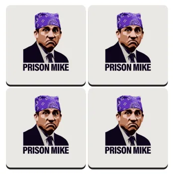 Prison Mike The office, ΣΕΤ 4 Σουβέρ ξύλινα τετράγωνα (9cm)