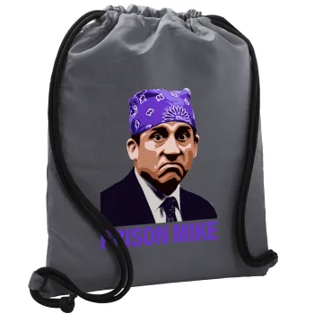 Prison Mike The office, Backpack pouch GYMBAG GREY, with pocket (40x48cm) & thick cords