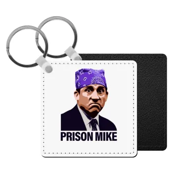 Prison Mike The office, Μπρελόκ Δερματίνη, τετράγωνο ΜΑΥΡΟ (5x5cm)