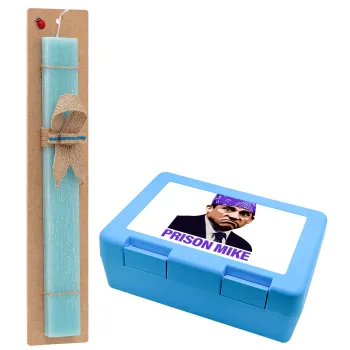 Prison Mike The office, Easter Set, children's snack container BLUE & Easter aromatic flat candle (30cm) (TURQUOISE)