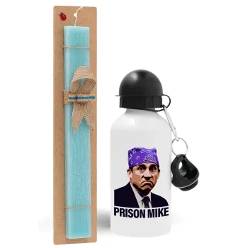 Prison Mike The office, Easter Set, metallic aluminum water bottle (500ml) & scented flat candle (30cm) (TURQUOISE)