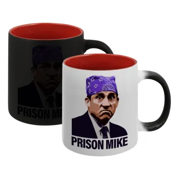 Prison Mike The office, Κούπα Μαγική εσωτερικό κόκκινο, κεραμική, 330ml που αλλάζει χρώμα με το ζεστό ρόφημα