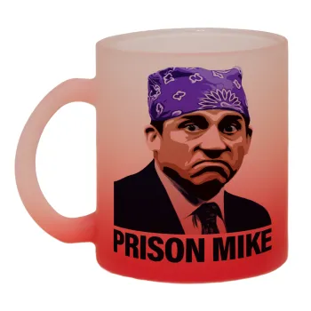 Prison Mike The office, Κούπα γυάλινη δίχρωμη με βάση το κόκκινο ματ, 330ml