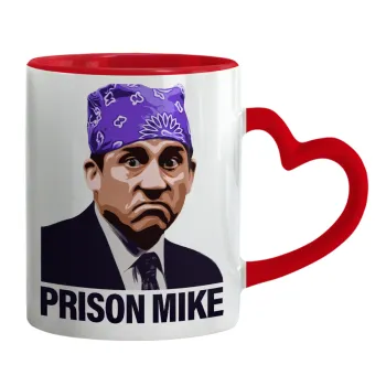 Prison Mike The office, Κούπα καρδιά χερούλι κόκκινη, κεραμική, 330ml