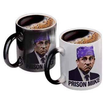 Prison Mike The office, Color changing magic Mug, ceramic, 330ml when adding hot liquid inside, the black colour desappears (1 pcs)