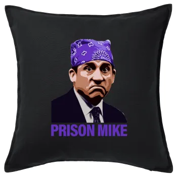 Prison Mike The office, Μαξιλάρι καναπέ Μαύρο 100% βαμβάκι, περιέχεται το γέμισμα (50x50cm)