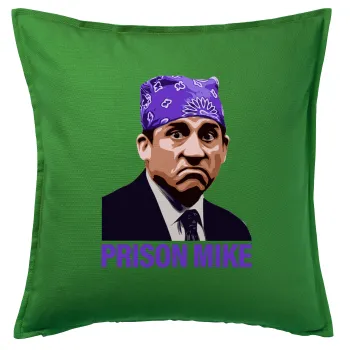 Prison Mike The office, Μαξιλάρι καναπέ Πράσινο 100% βαμβάκι, περιέχεται το γέμισμα (50x50cm)