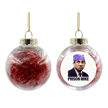 Prison Mike The office, Transparent Christmas tree ball ornament with red filling 8cm