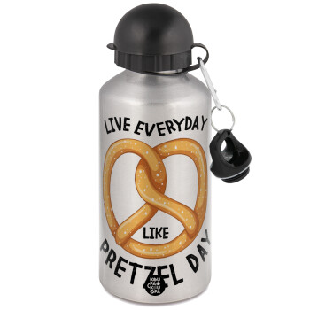 The office, Live every day like pretzel day, Metallic water jug, Silver, aluminum 500ml