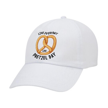 The office, Live every day like pretzel day, Καπέλο Ενηλίκων Baseball Λευκό 5-φύλλο (POLYESTER, ΕΝΗΛΙΚΩΝ, UNISEX, ONE SIZE)