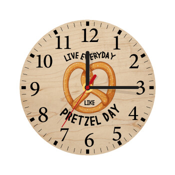 The office, Live every day like pretzel day, Ρολόι τοίχου ξύλινο plywood (20cm)