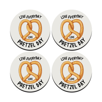 The office, Live every day like pretzel day, SET of 4 round wooden coasters (9cm)