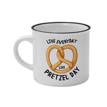 The office, Live every day like pretzel day, Κούπα κεραμική vintage Λευκή/Μαύρη 230ml