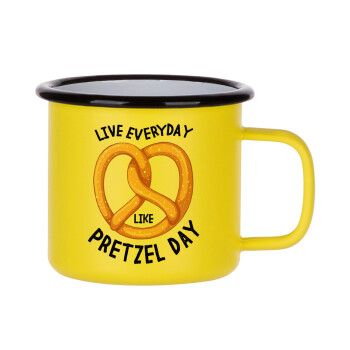 The office, Live every day like pretzel day, Κούπα Μεταλλική εμαγιέ ΜΑΤ Κίτρινη 360ml