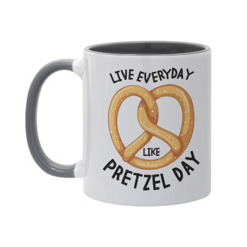 The office, Live every day like pretzel day, Κούπα χρωματιστή γκρι, κεραμική, 330ml