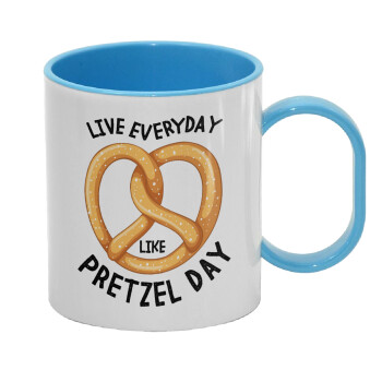 The office, Live every day like pretzel day, Κούπα (πλαστική) (BPA-FREE) Polymer Μπλε για παιδιά, 330ml
