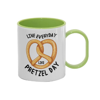 The office, Live every day like pretzel day, Κούπα (πλαστική) (BPA-FREE) Polymer Πράσινη για παιδιά, 330ml