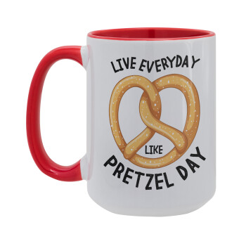 The office, Live every day like pretzel day, Κούπα Mega 15oz, κεραμική Κόκκινη, 450ml