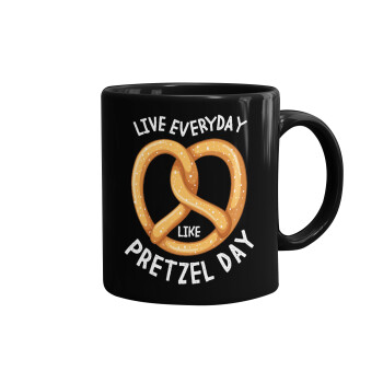 The office, Live every day like pretzel day, Κούπα Μαύρη, κεραμική, 330ml