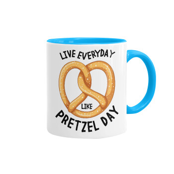The office, Live every day like pretzel day, Κούπα χρωματιστή γαλάζια, κεραμική, 330ml