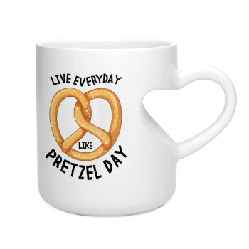 The office, Live every day like pretzel day, Κούπα καρδιά λευκή, κεραμική, 330ml